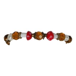 Mushroomcore Mala Woodsy Rustic Neutral Brown Red White Green & Pearls Fairycore